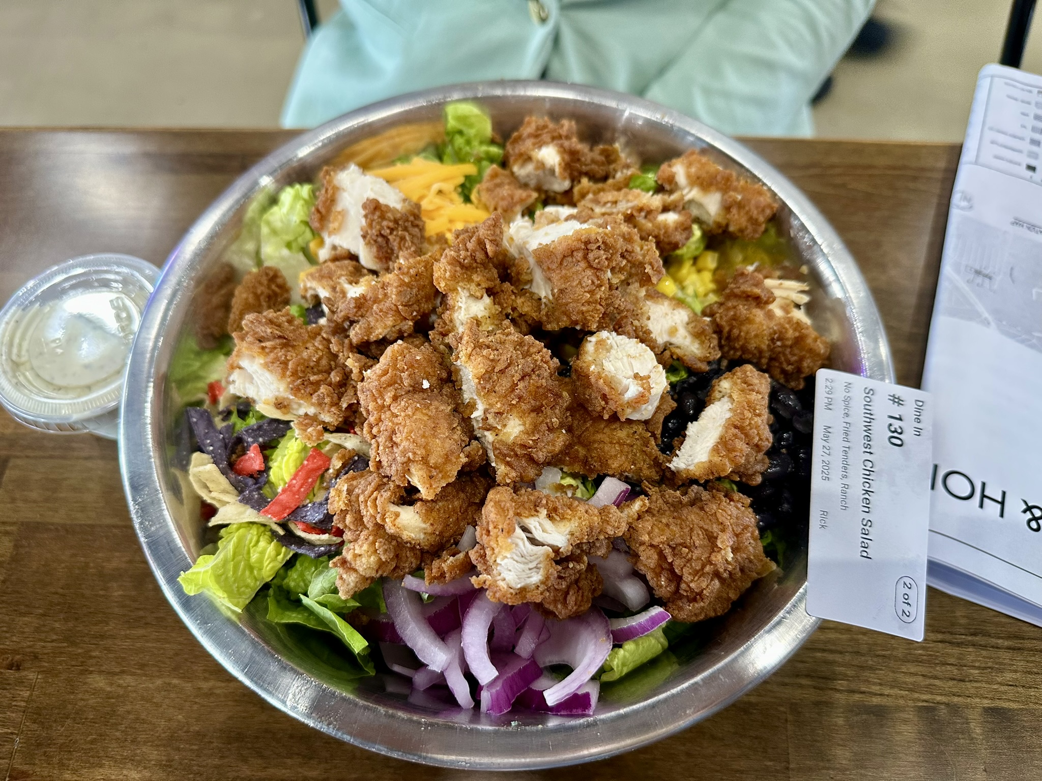 Southwest Chicken salad in metal bowl